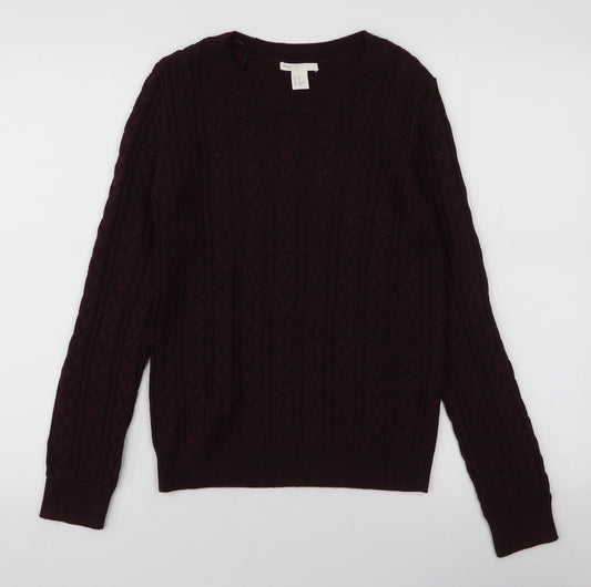 H&M Womens Purple Round Neck  Acrylic Pullover Jumper Size XS
