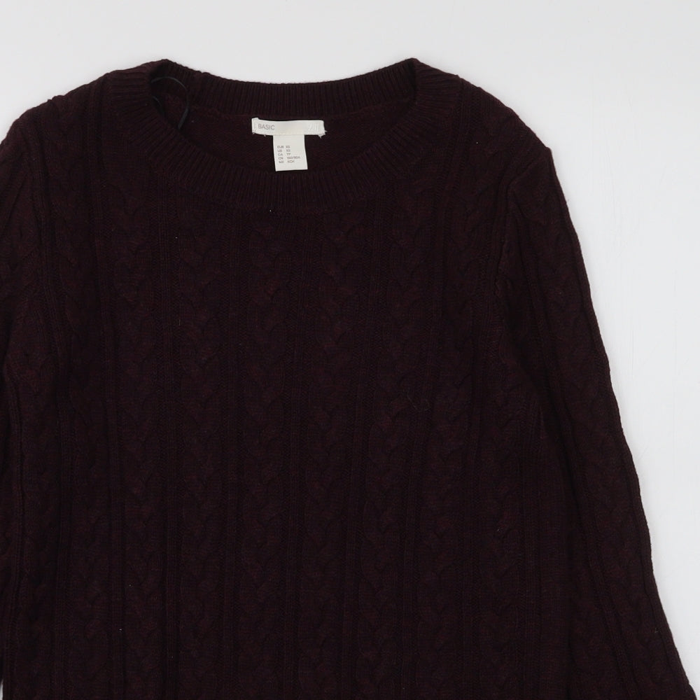 H&M Womens Purple Round Neck  Acrylic Pullover Jumper Size XS