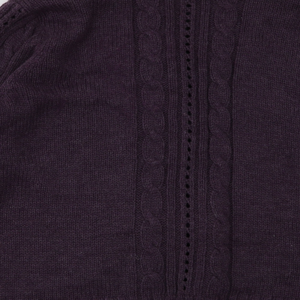 BM Womens Purple Collared  Acrylic Cardigan Jumper Size L