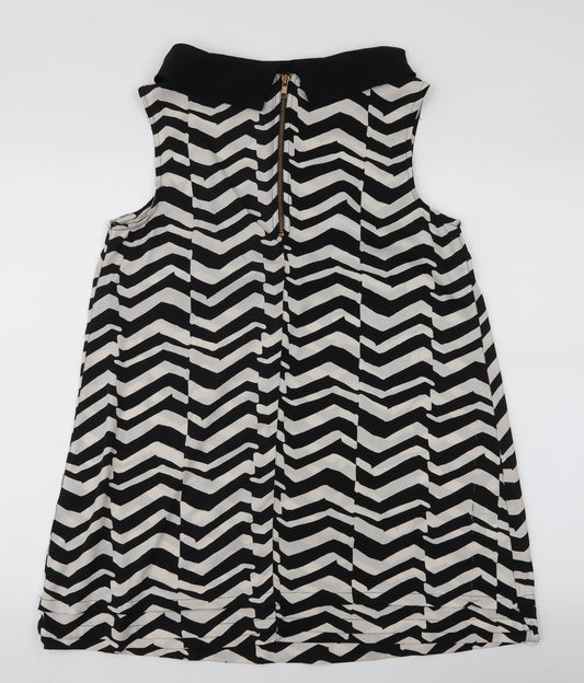 River Island Womens White Striped Polyester Basic Blouse Size 10 Collared