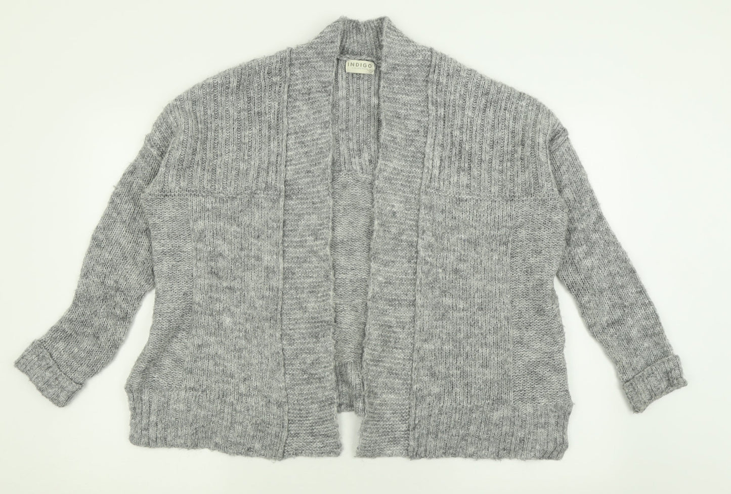 Indigo Womens Grey V-Neck  Polyester Cardigan Jumper Size 8