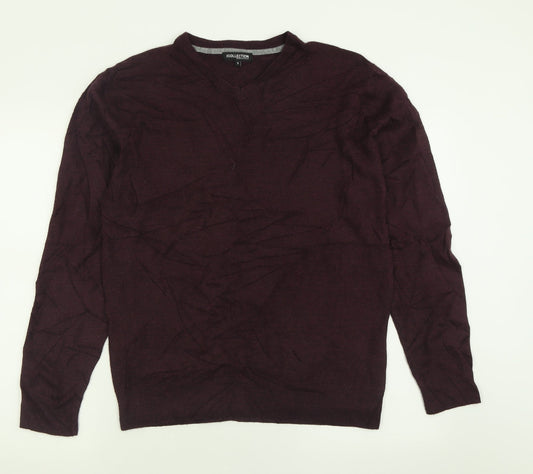 Debenhams Mens Purple V-Neck  Acrylic Pullover Jumper Size S