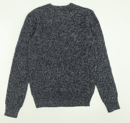 Cedar Wood State Mens Blue Crew Neck  Acrylic Pullover Jumper Size S