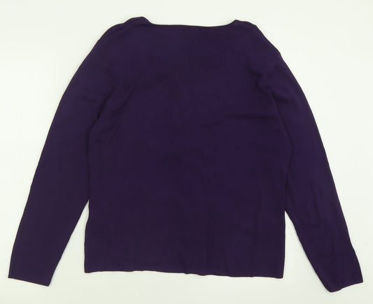 Roman Womens Purple Scoop Neck Striped Viscose Pullover Jumper Size XL