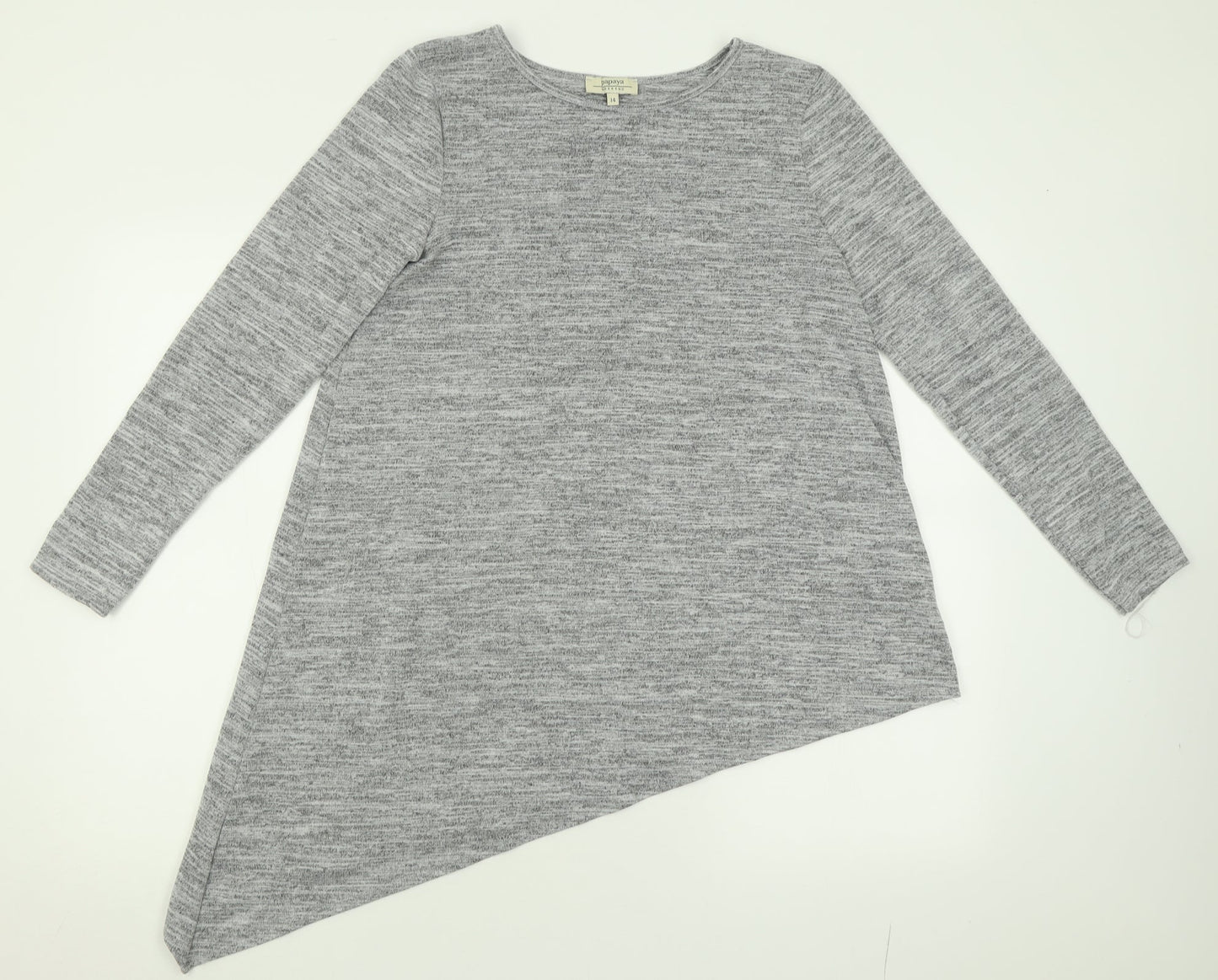 Papaya Womens Grey Crew Neck  Polyester Tunic Jumper Size 14