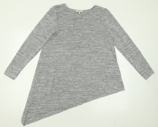 Papaya Womens Grey Crew Neck  Polyester Tunic Jumper Size 14
