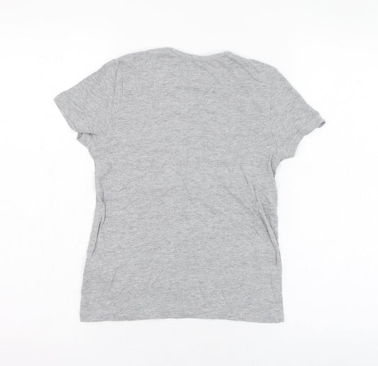 Primark Girls Grey  Cotton Basic T-Shirt Size 7-8 Years Round Neck Pullover