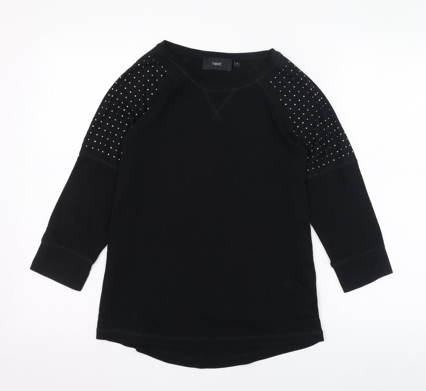 NEXT Womens Black  Polyester Basic T-Shirt Size 6 Round Neck