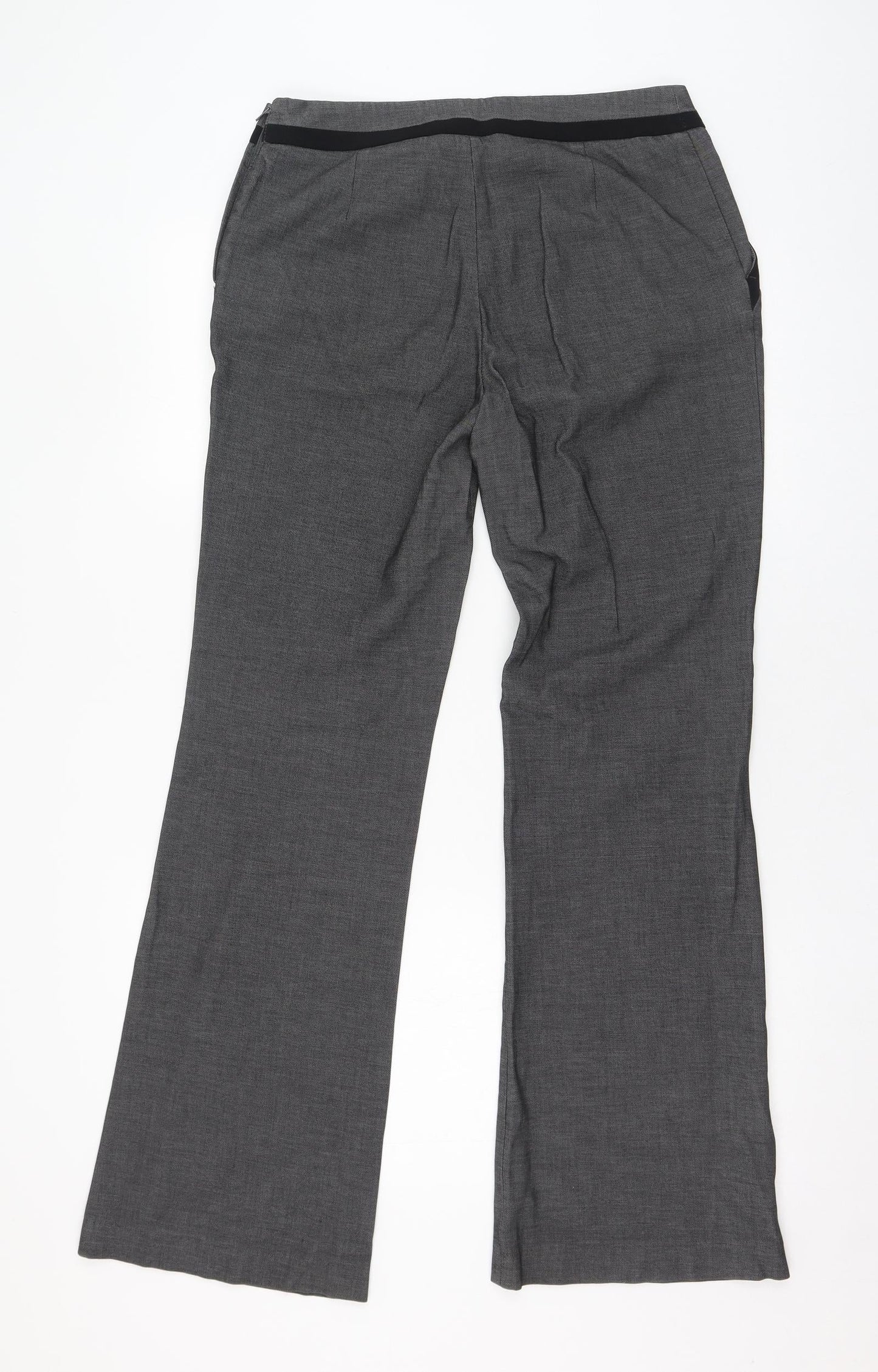 H&M Womens Grey  Polyester Trousers  Size 10 L30 in Regular Zip
