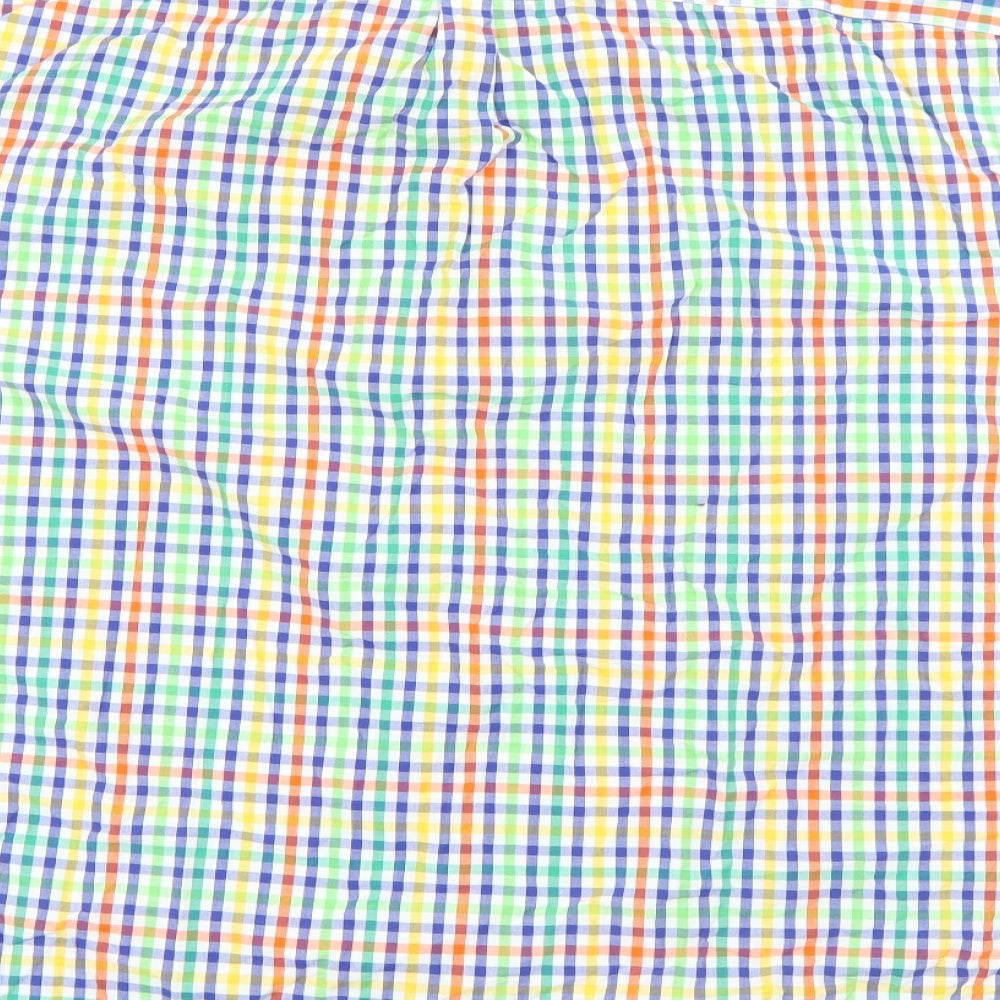S&C Mens Multicoloured Plaid Cotton  Button-Up Size L Collared Button