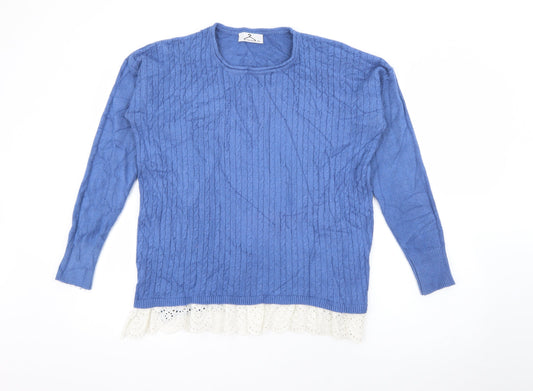 Tiramisu Womens Blue Crew Neck  Viscose Pullover Jumper Size S