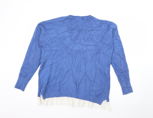 Tiramisu Womens Blue Crew Neck  Viscose Pullover Jumper Size S
