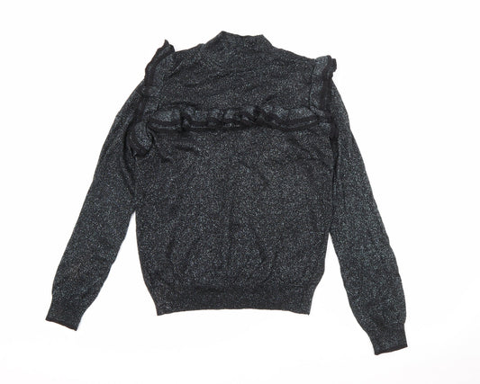 Marks and Spencer Womens Silver High Neck  Viscose Pullover Jumper Size 12   - Sparkle