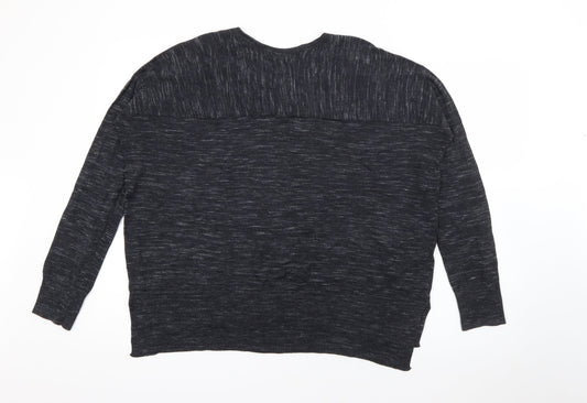 Mango Womens Grey V-Neck  Polyester Pullover Jumper Size L