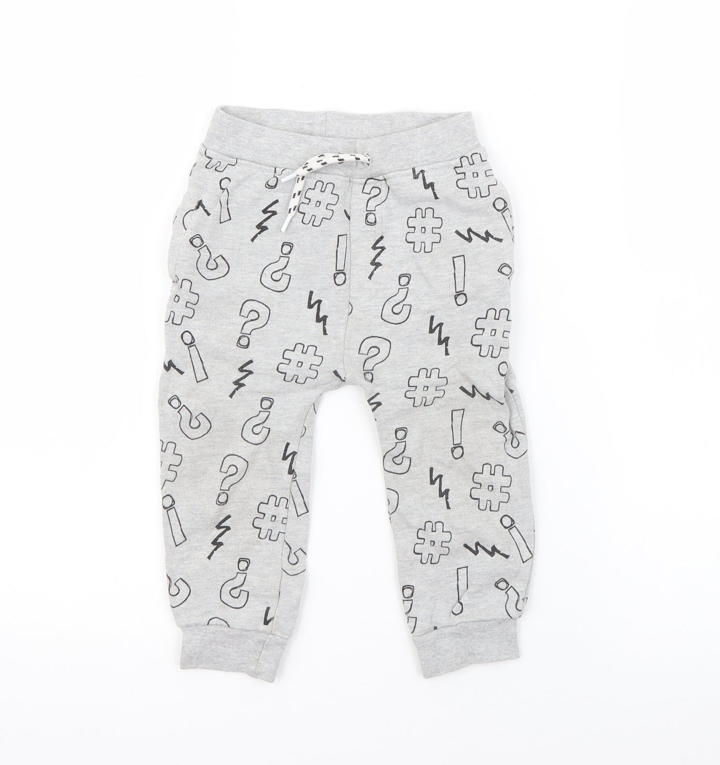 Dunnes Stores Baby Grey Geometric Cotton Jogger Trousers Size 18-24 Months