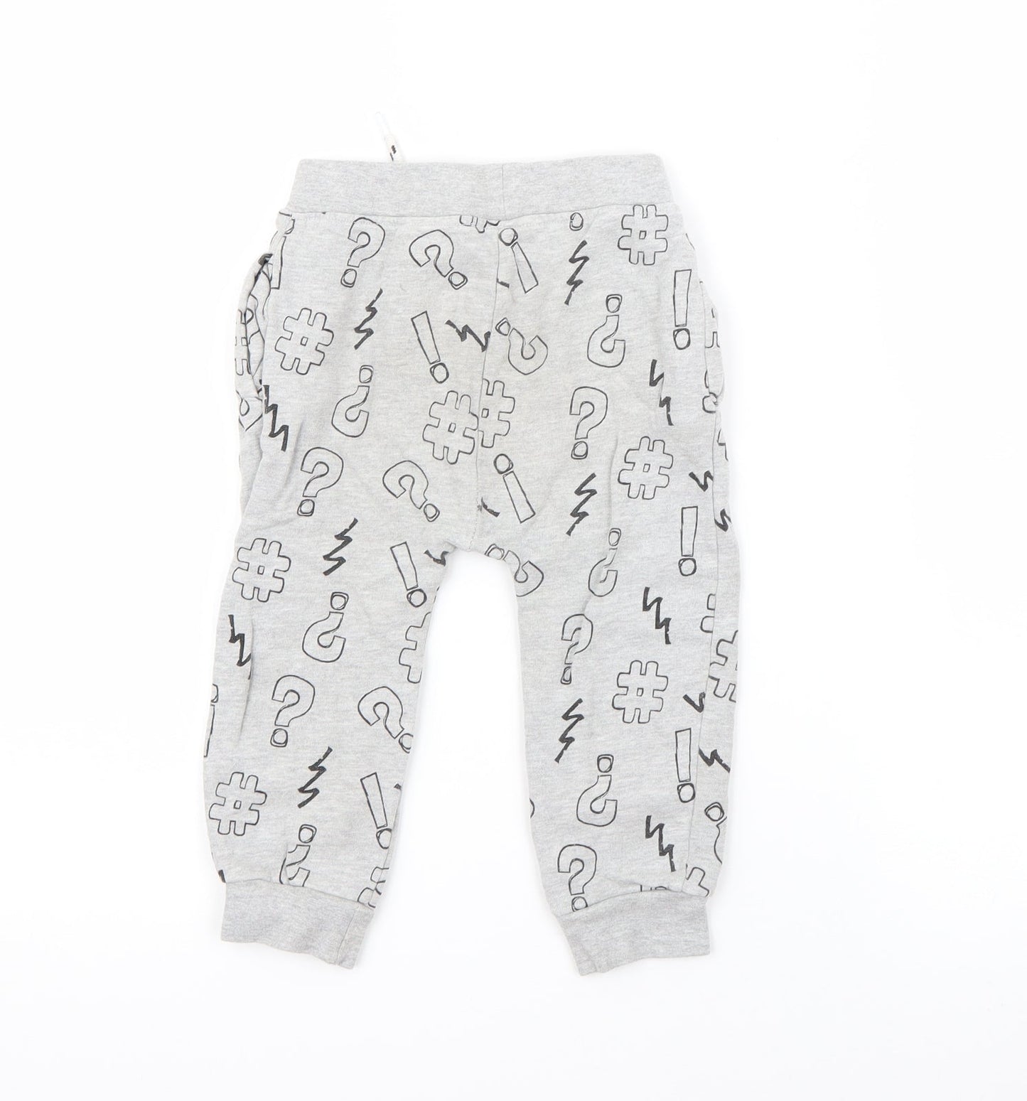 Dunnes Stores Baby Grey Geometric Cotton Jogger Trousers Size 18-24 Months