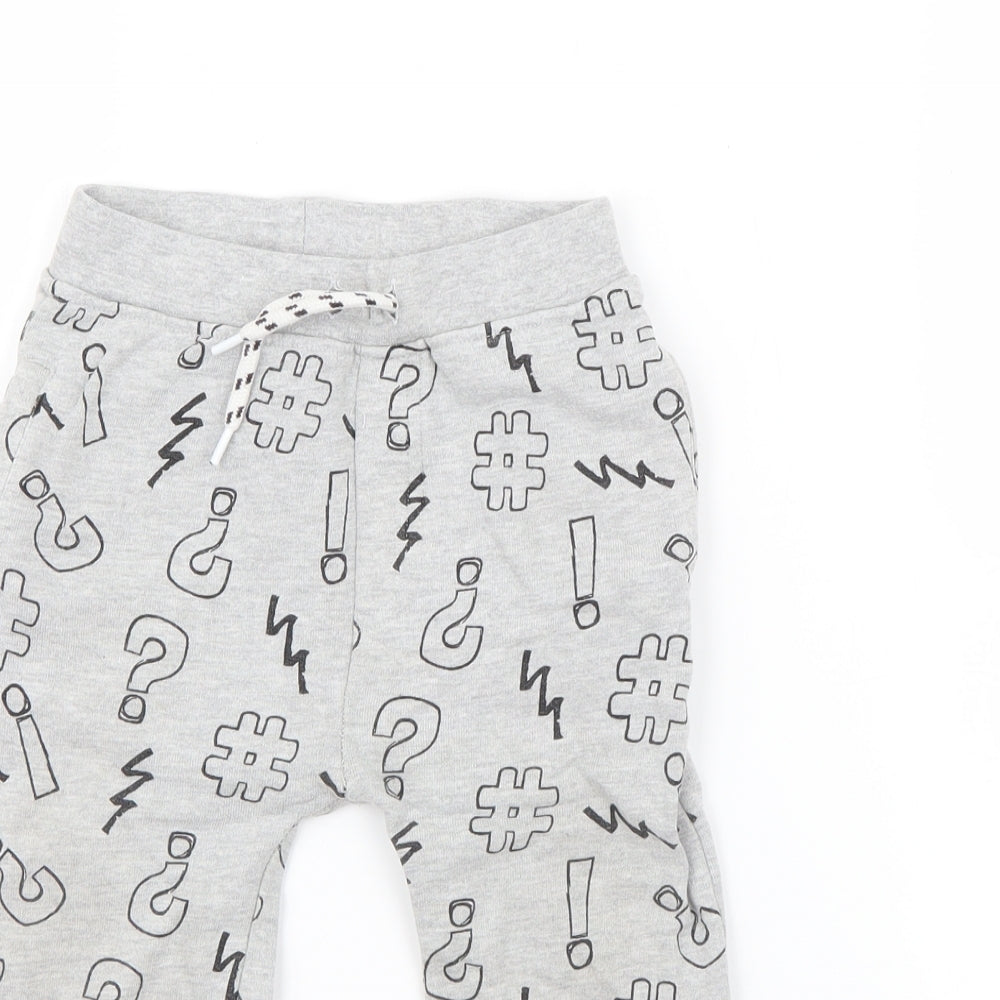 Dunnes Stores Baby Grey Geometric Cotton Jogger Trousers Size 18-24 Months