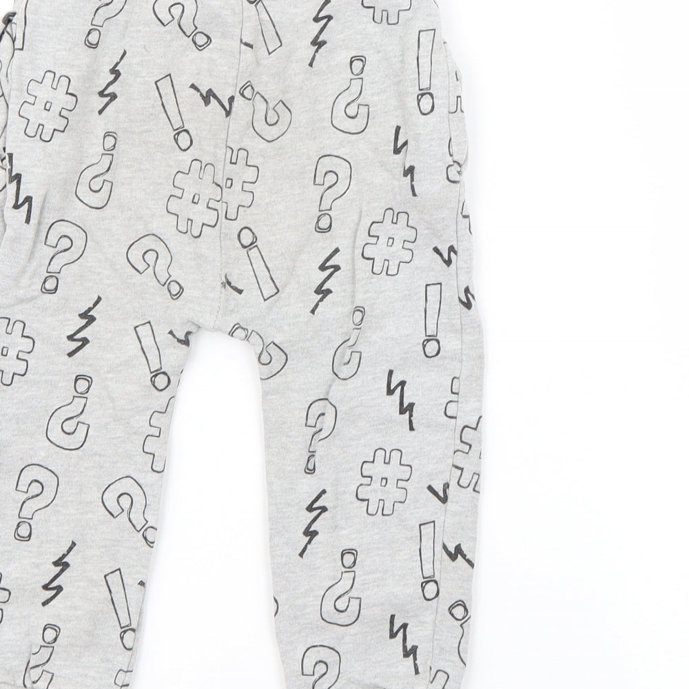 Dunnes Stores Baby Grey Geometric Cotton Jogger Trousers Size 18-24 Months