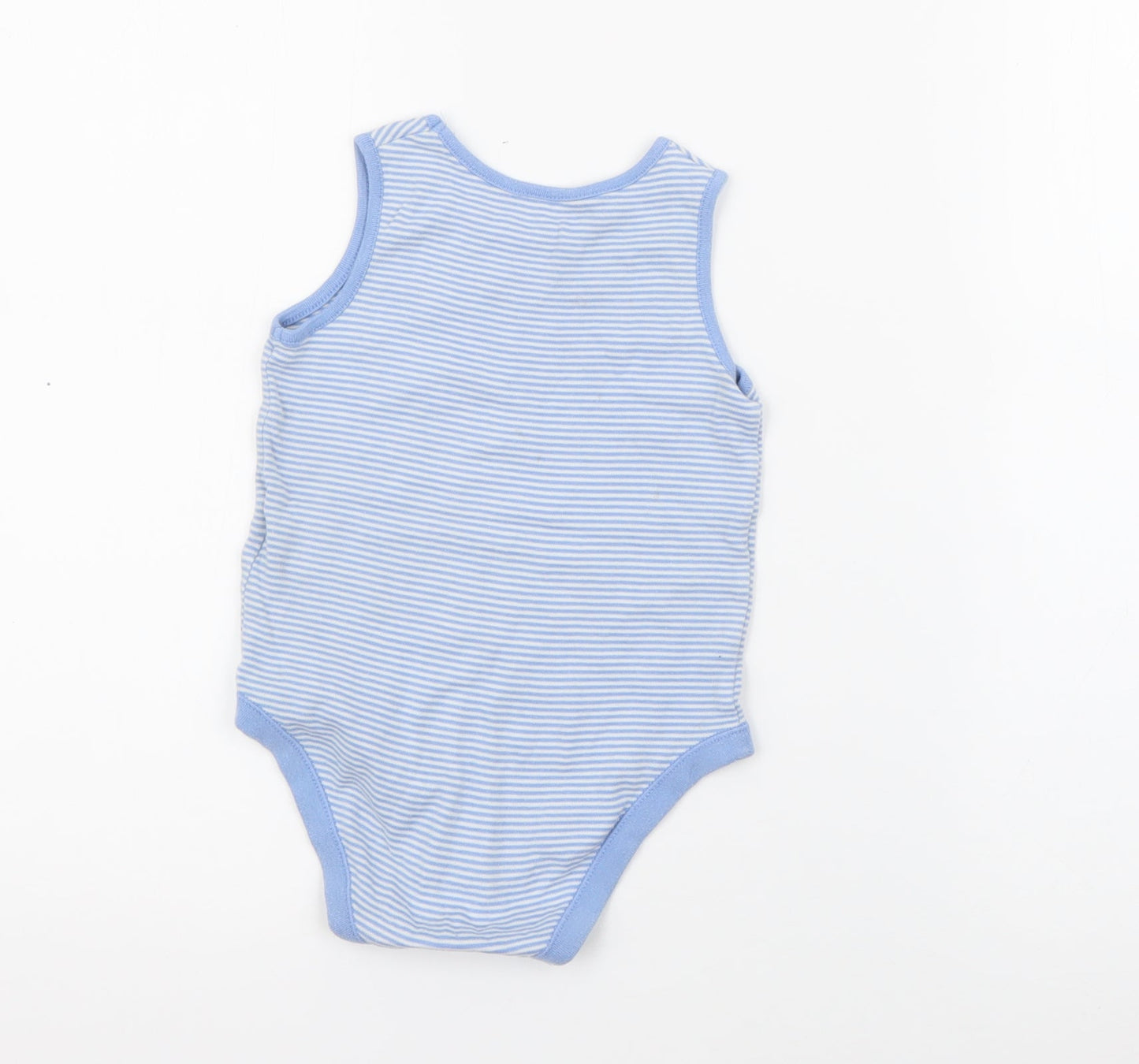F&F Boys Blue Striped Cotton Basic Tank Size 2-3 Years Crew Neck Snap