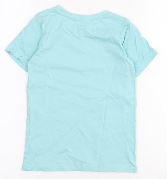 Dunnes Stores Boys Blue  100% Cotton Pullover T-Shirt Size 3-4 Years Round Neck Pullover