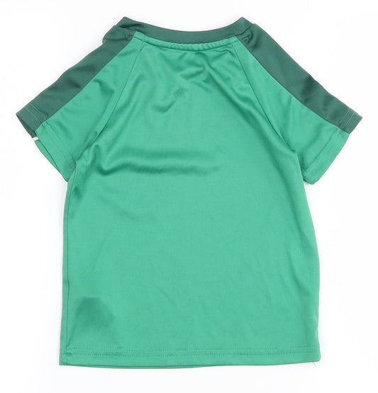 Dunnes Stores Boys Green  100% Polyester Pullover Polo Size 3-4 Years Crew Neck Pullover