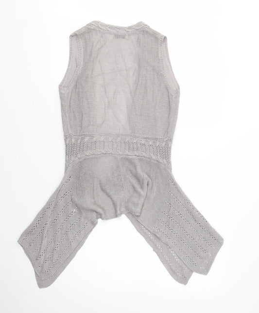 Indigo Womens Grey V-Neck  Linen Cardigan Jumper Size 10