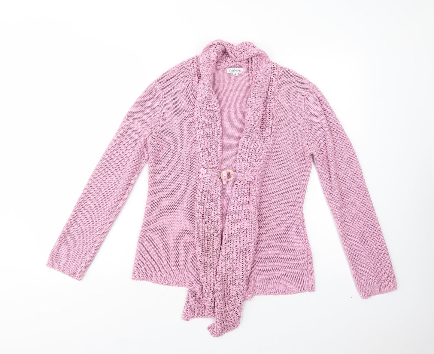 Nina Murati Womens Pink Collared  Acrylic Cardigan Jumper Size S