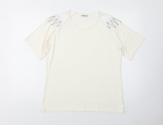 Paramour Womens Ivory  Polyester Basic Blouse Size M Crew Neck