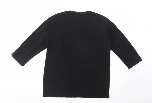 ASOS Womens Black  Cotton Basic Blouse Size L Crew Neck - Stars