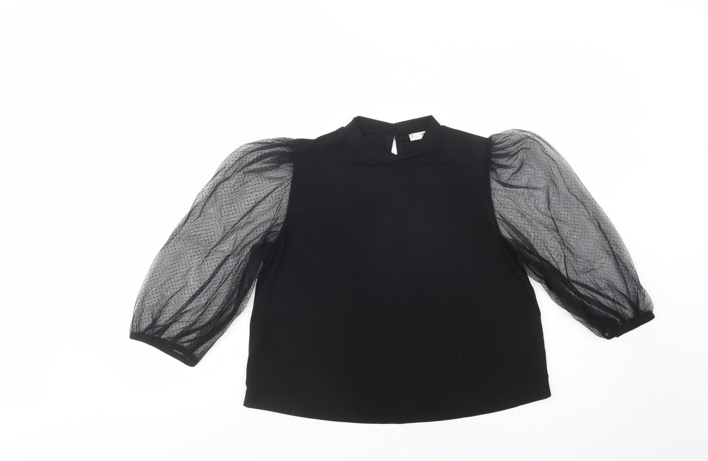 Mango Womens Black  Polyester Basic Blouse Size M Mock Neck