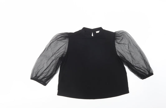 Mango Womens Black  Polyester Basic Blouse Size M Mock Neck