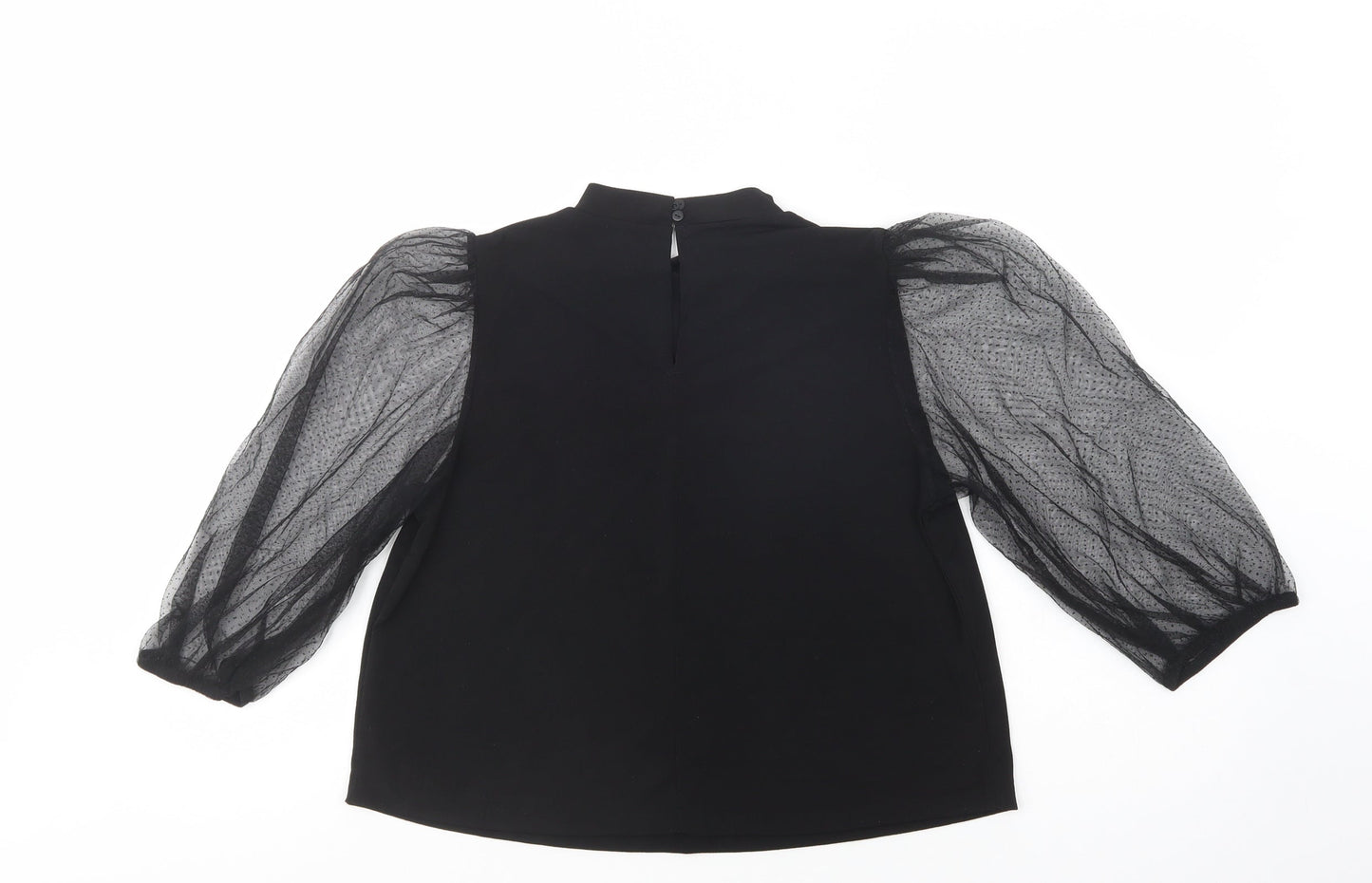 Mango Womens Black  Polyester Basic Blouse Size M Mock Neck