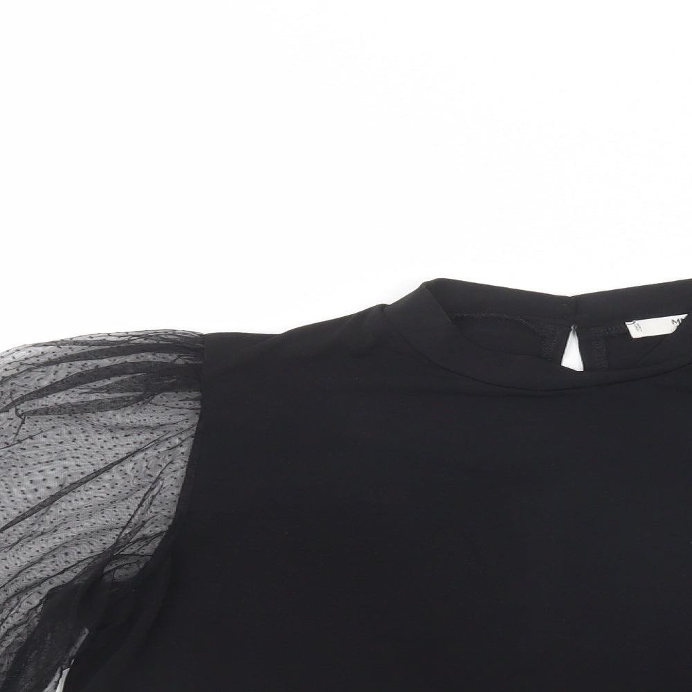 Mango Womens Black  Polyester Basic Blouse Size M Mock Neck