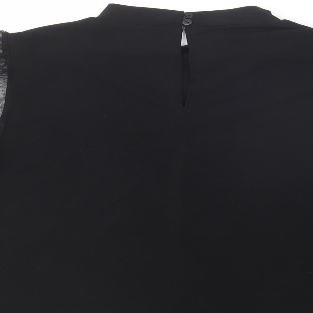 Mango Womens Black  Polyester Basic Blouse Size M Mock Neck
