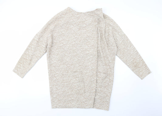 River Island Womens Beige V-Neck  Polyester Cardigan Jumper Size 14