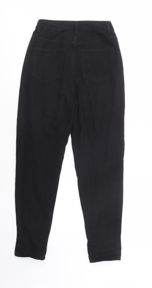 Boohoo Womens Black  Cotton Mom Jeans Size 6 L28 in Regular Button