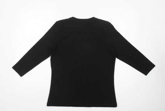 Savida Womens Black Crew Neck  Polyester Pullover Jumper Size L