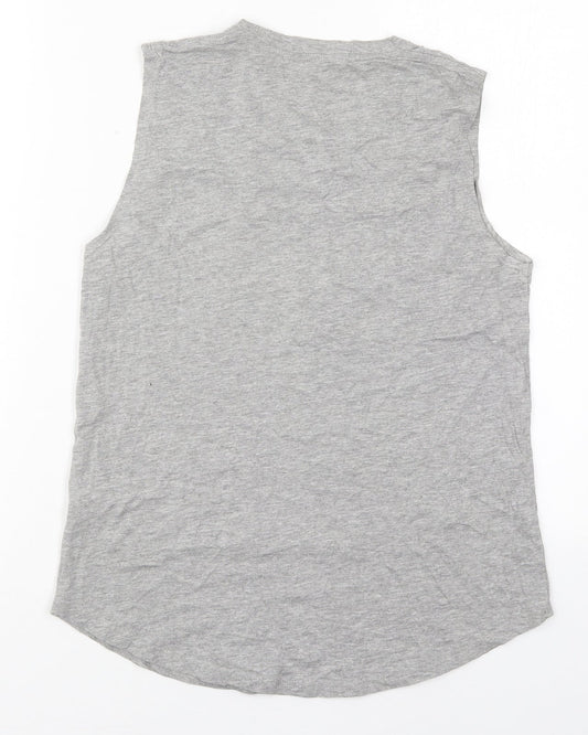 New Look Womens Grey  Cotton Basic Tank Size 6 Crew Neck - Brooklyn Williamsburg