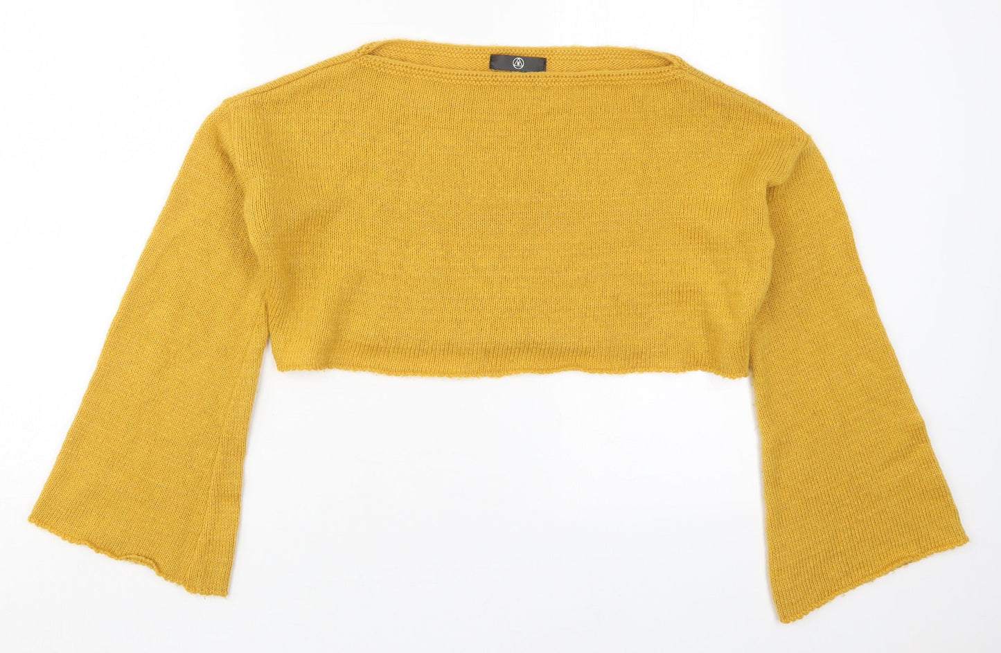 Missguided Womens Yellow Boat Neck  Acrylic Pullover Jumper Size 6