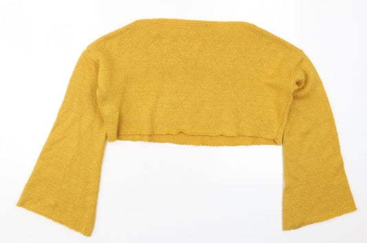 Missguided Womens Yellow Boat Neck  Acrylic Pullover Jumper Size 6