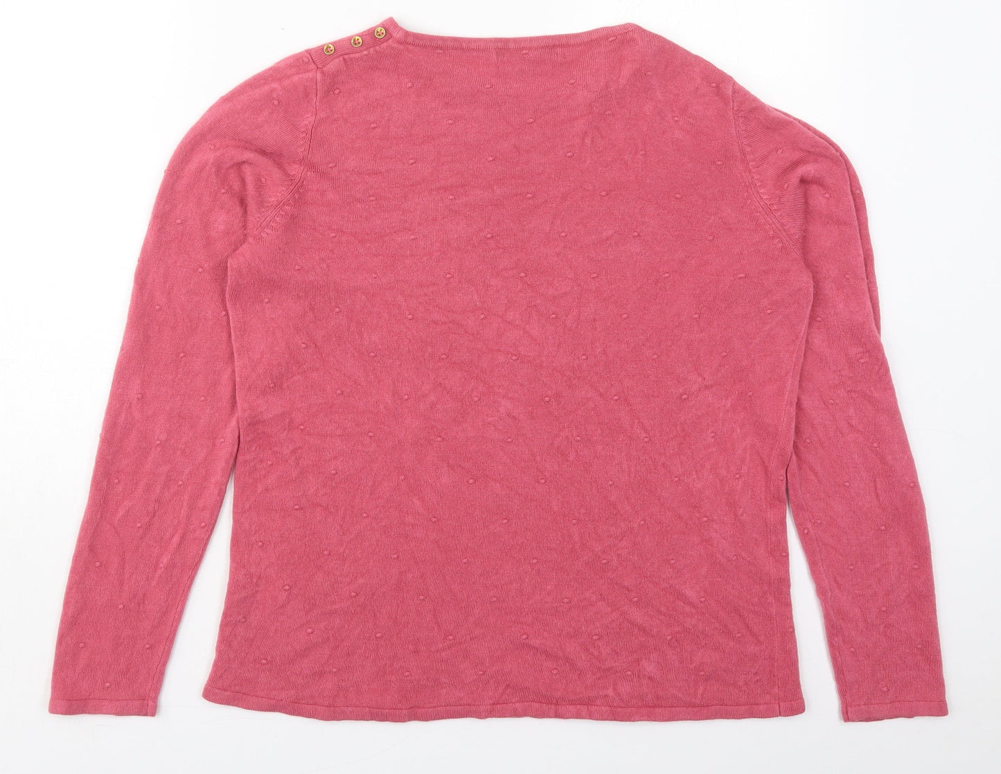 Bonmarché Womens Pink Crew Neck  Acrylic Pullover Jumper Size 14