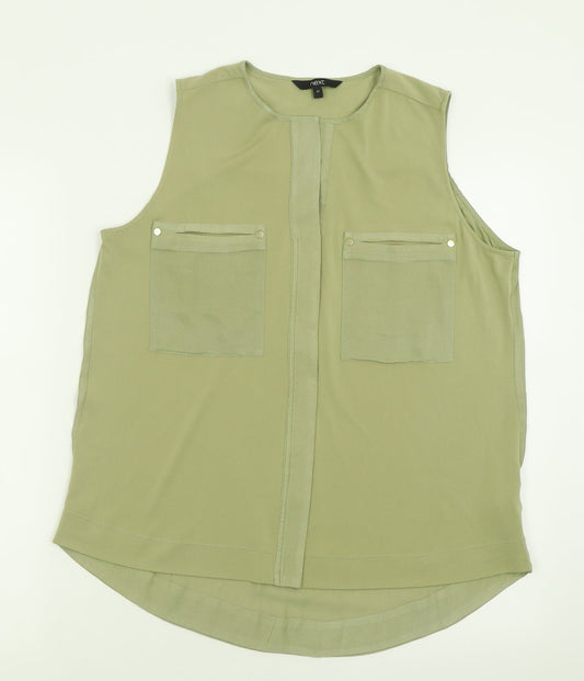nxct Womens Green  Polyester Basic Tank Size 12 V-Neck