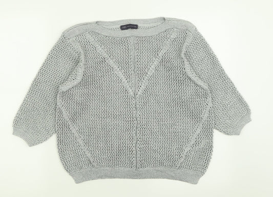 Marks and Spencer Womens Green Boat Neck  Polyester Pullover Jumper Size 14