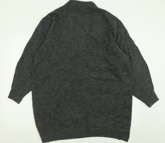 h7m Womens Grey V-Neck  Acrylic Cardigan Jumper Size S