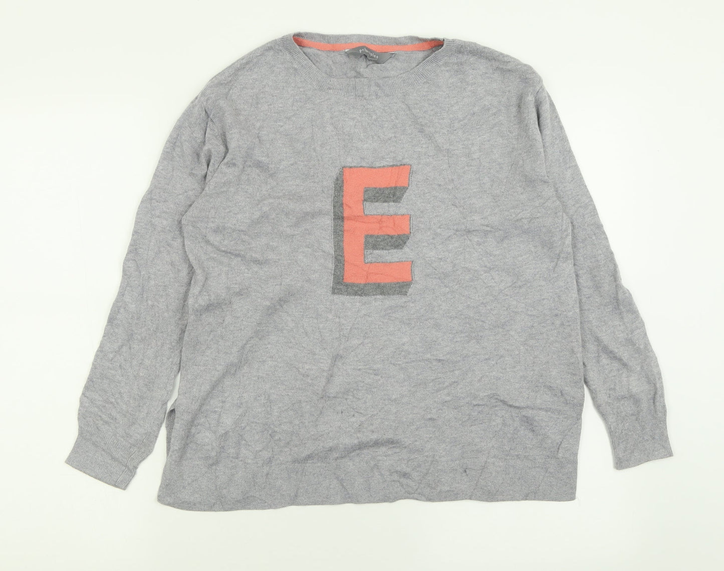 Principles Womens Grey Crew Neck  Cotton Pullover Jumper Size S