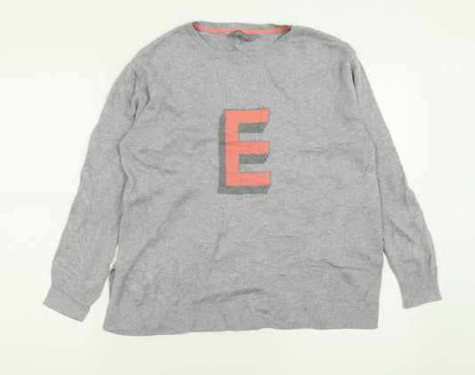 Principles Womens Grey Crew Neck  Cotton Pullover Jumper Size S