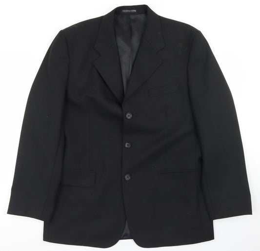 Park Avenue Mens Black  Polyester Jacket Blazer Size 42