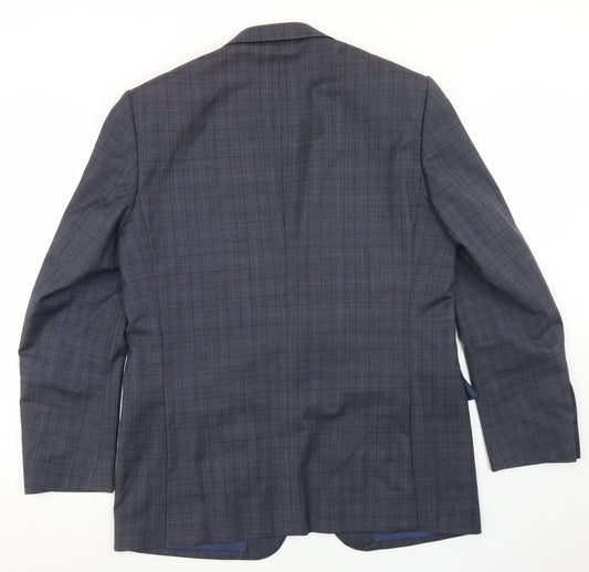 Marks and Spencer Mens Grey Plaid Wool Jacket Blazer Size 40