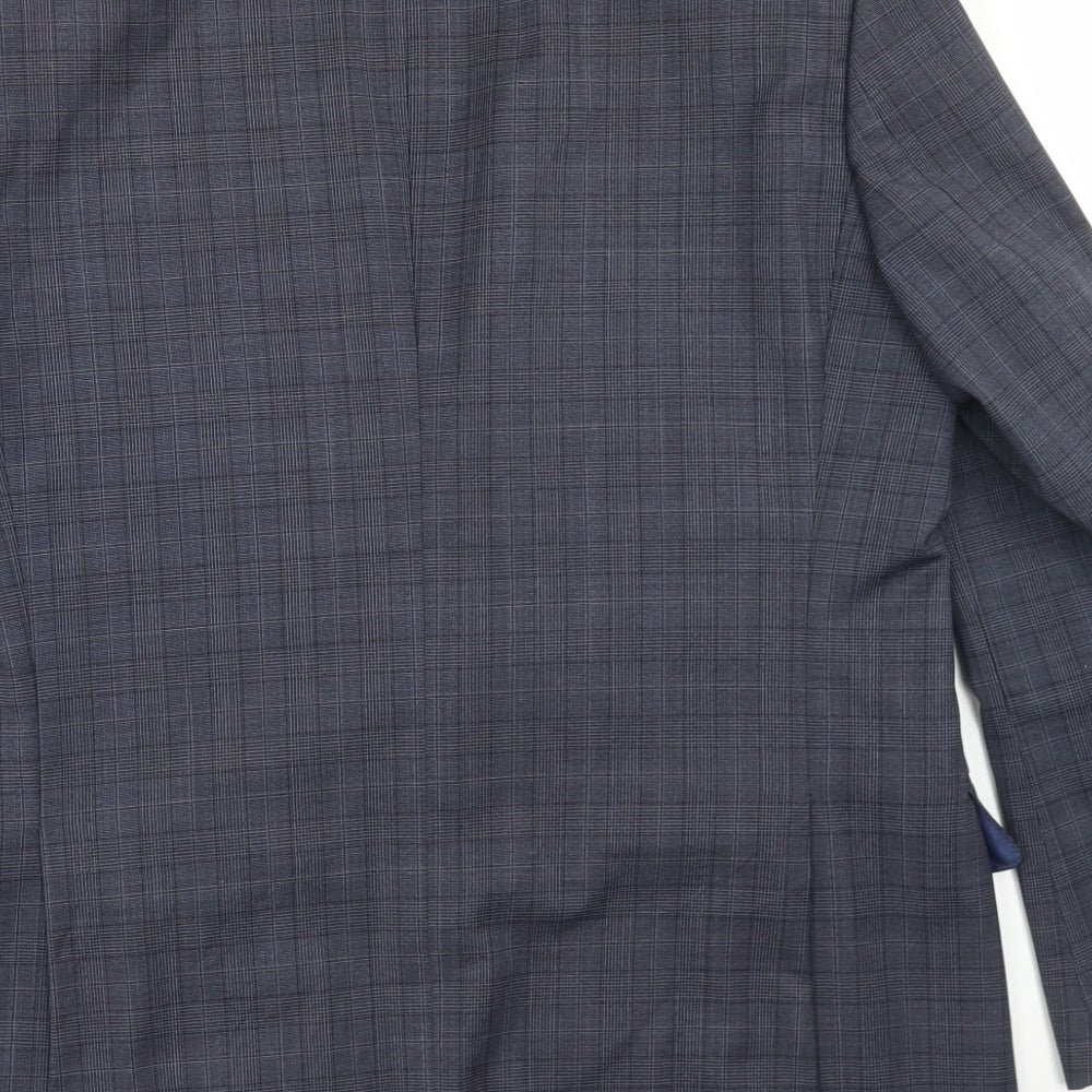 Marks and Spencer Mens Grey Plaid Wool Jacket Blazer Size 40