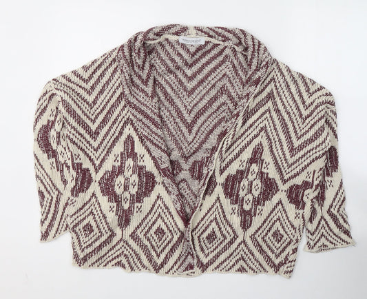 Rinascimento Womens Ivory V-Neck Geometric Cotton Cardigan Jumper Size S